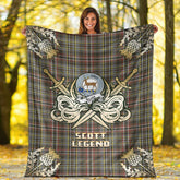 Scott Green Weathered Tartan Gold Courage Symbol Blanket